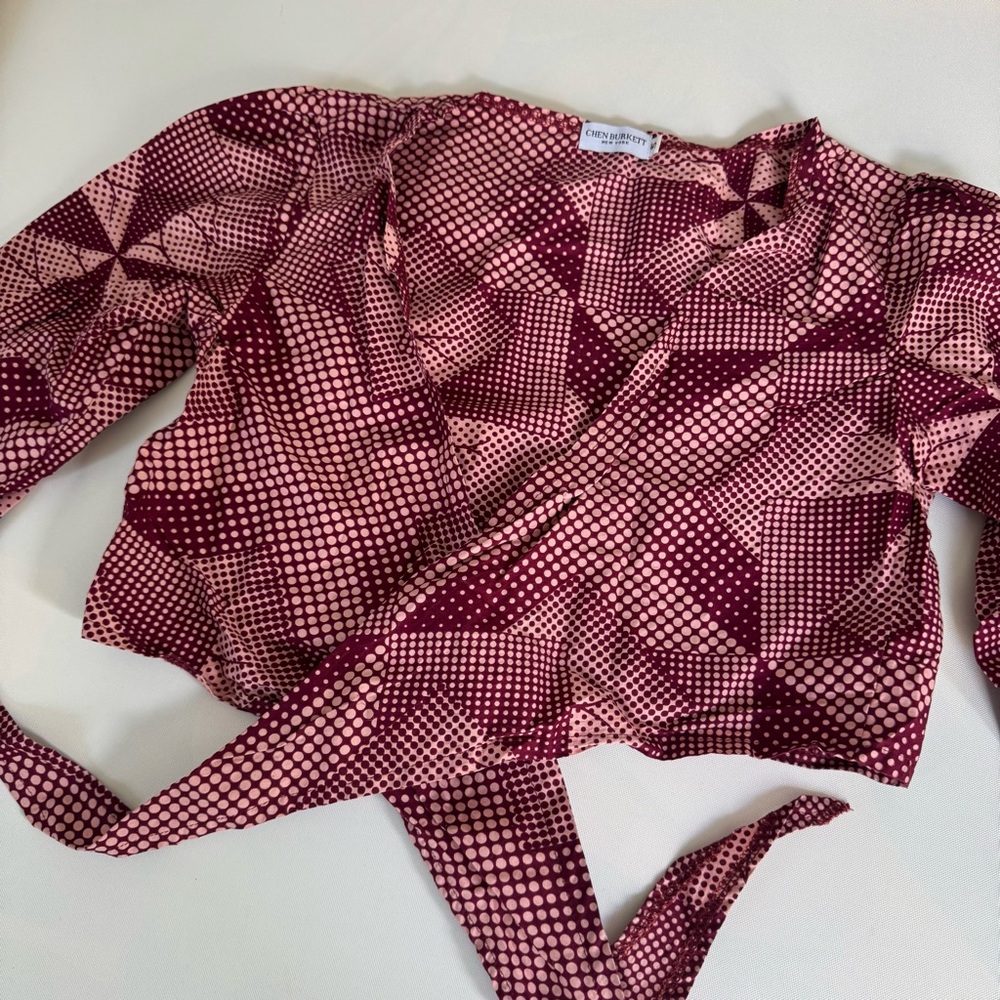 Geometric Patterned Tie-Front Top - image 2